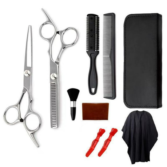 Ensemble de 10 Pcs Ciseaux à Cheveux Résistants à l'Usure Professionnels Anti-Déformation Rasoir Machine de Coupe Tondeuse pour Barbier