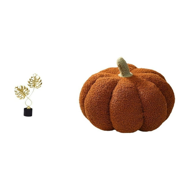 Adorno De Peluche Con Forma De Calabaza Y Hojas Para Escritorio, Sofá, Dormitorio O Habitación. Ideal Como Regalo De Inauguración O Para Decorar Chimeneas Interiores.