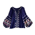 thumbnail image 3 of Blusa bordada para mujer, camisa étnica informal para ir de compras, vacaciones,, 3 of 8