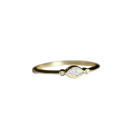 HeartsAndYou 1ct Marquise Moissanite Engagement Ring for Women 18k Yellow Gold Over Silver Round Accents Trilogy