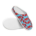thumbnail image 3 of Daiia Cartoon Crabs Print Women’s Fuzzy Slippers Memory Foam Lightweight House Shoes Cozy Loafer Flannel House Shoes-39/40, 3 of 7