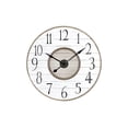 thumbnail image 1 of Creative Co-Op 36 Inch Round White & Brown Distressed Wood Slat Clock, White, 1 of 2