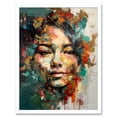 thumbnail image 1 of Sad Young Woman Face Beauty Portrait Multicoloured Art Print Framed Poster Wall Decor 12x16 inch, 1 of 5