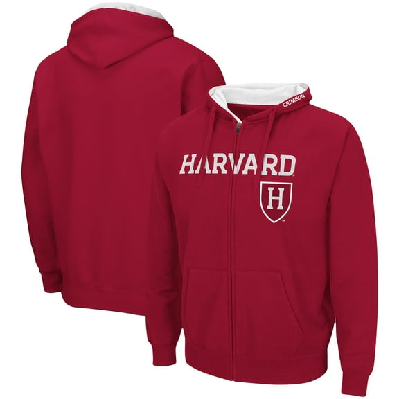 Men's Colosseum Crimson Harvard Crimson Arch & Logo 3.0 Full-Zip Hoodie
