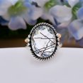 thumbnail image 3 of Black Rutilated Quartz 925 Sterling Silver Ring, Adjustable Ring, Silver Jewelry Ring, Black & White Ring, Oval Ring, Dainty Ring, Handmade Ring, Gems, 3 of 4