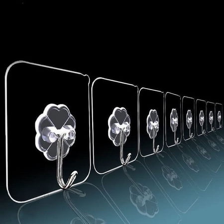 TALKVE 180 Degree Rotating Command Hooks made of Stainless Steel and PVC Transparent, 8 count