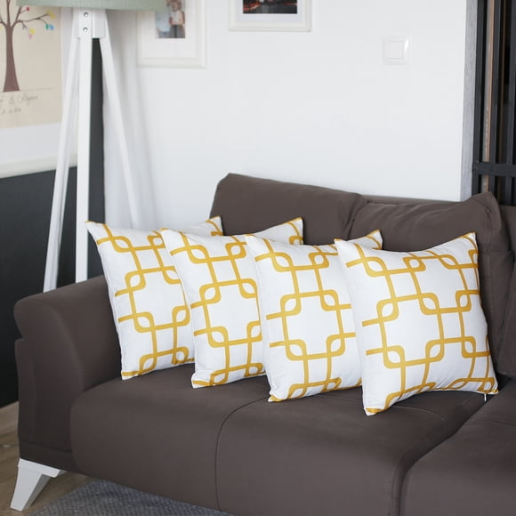 Geometric Squares Square 18" Throw Pillow Cover (Set of 4)