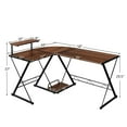 thumbnail image 4 of Costway 58'' x 44'' L-Shaped Computer Gaming Desk w/ Monitor Stand & Host Tray Home Office Walnut, 4 of 10