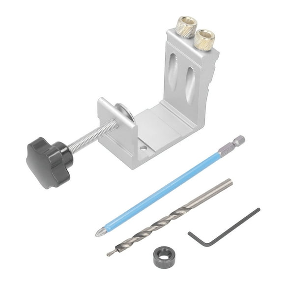 ZOUSSIQI 15° Oblique Hole Locator Positioner Woodworking Hole Jig Dowel Drill Kit Carpentry AccessorySilver Gray JU316-77998