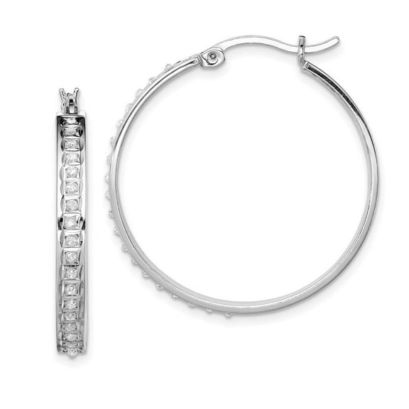 Auriga Fine Jewelry 925 Sterling Silver Platinum-plated Diamond Round Hoop Earrings for Women