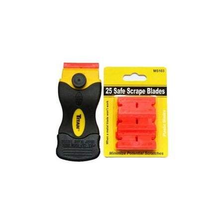 - 25 plastic double edged razor blade and titan scraper