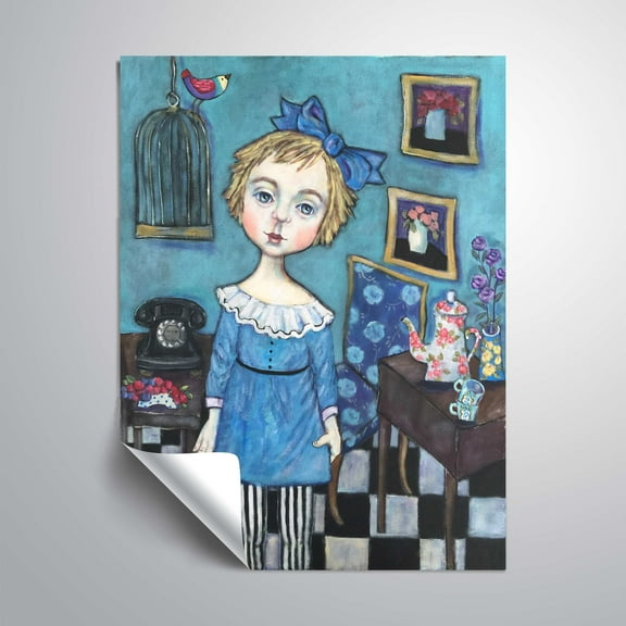 ArtWall GIRL IN BLUE, Removable Wall Art Mural by Holly Wojahn