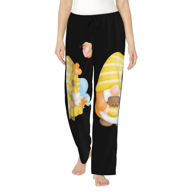 Balery Bee Happy Sunflower Gnomes Pantalones de pijama para mujer, pijamas ultraligeros, pantalones de estar por casa-XX-Large