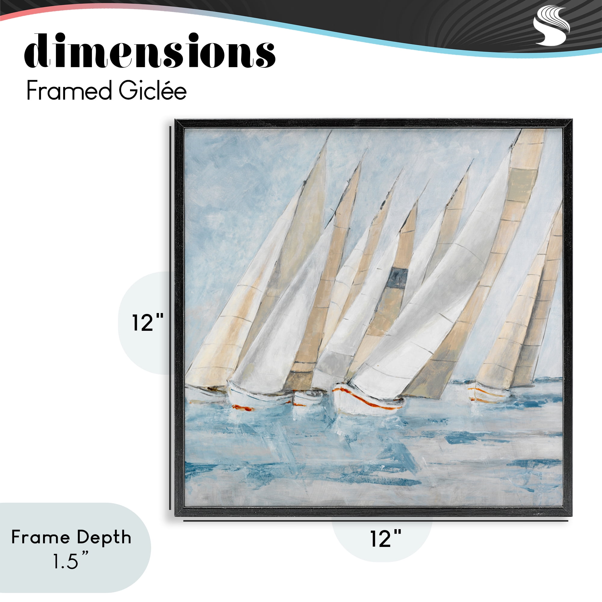 Stupell Industries Sailboat Regatta Coastal Scene Black Framed Giclee Art, design by Lorenzo Collective