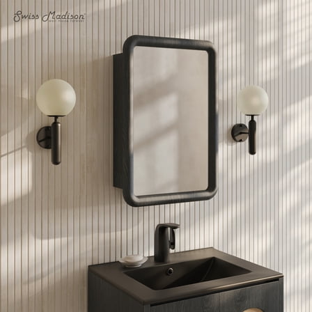 Plaisir 18 x 27 Recessed/Wall Mount Medicine Cabinet with Mirror in Black Oak