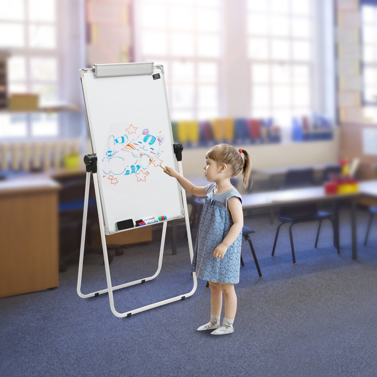 Miumaeov Whiteboard with Stand Dry Erase Easel Board 36 x 24 inches Height Adjustable