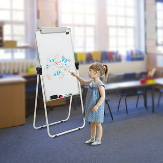 DexBoard Dry Erase Easel 24 x 36|Height Adjustable Magnetic White Board Easel with Tripod Stand|Office Presentation Board w/Flipchart Pad, Magnets