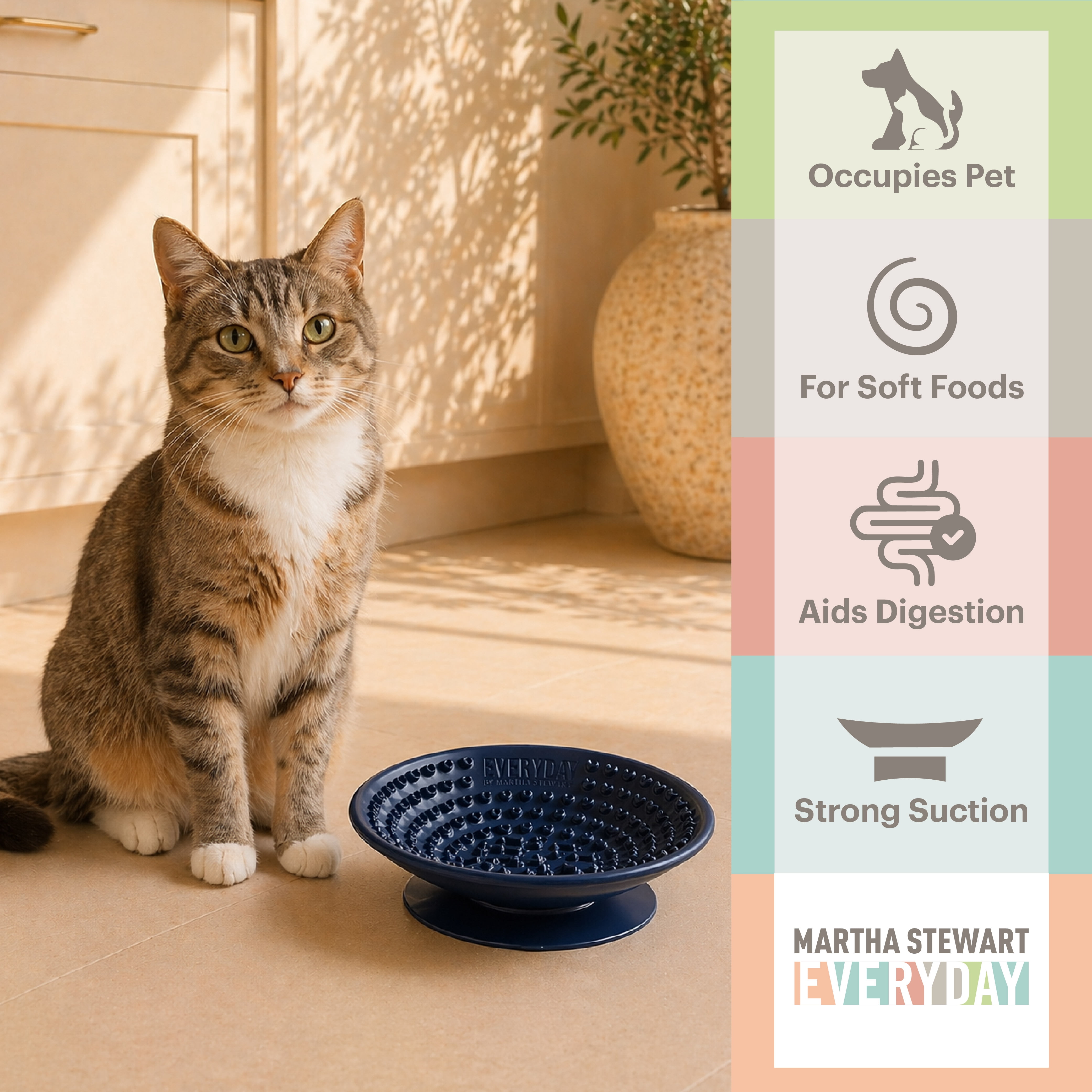 Martha Stewart Navy Occupy Lick Dog Bowl - Slow Feeder