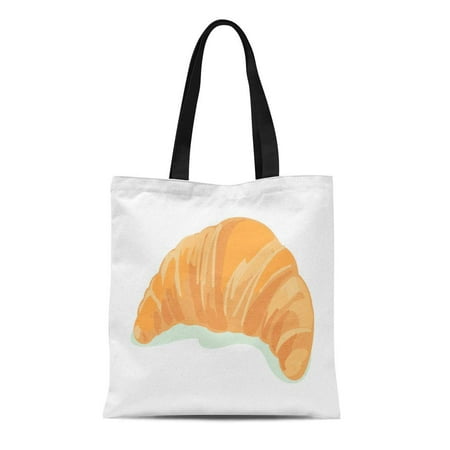 LADDKE Canvas Tote Bag Bread Croissant Pastry Roll Reusable Handbag Shoulder Grocery Shopping