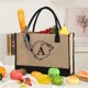 thumbnail image 4 of Maojin Bolsa de yute/lona, bolsa de regalo personalizada con bolsillo interior con cremallera bordado para bodas, cumpleaños, playa, vacaciones, gran regalo para mujeres, mamá, maestras, 4 of 5