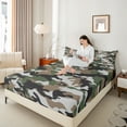 thumbnail image 4 of Castle Fairy Brown Green Black Camo Twin Sheet Sets 3pcs for Children Teens Adults,Vintage Camouflage Twin Fitted Sheet Microfiber,Abstract Geometric Breathable Flat Sheet,Super Cozy Room Decor, 4 of 7