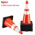 thumbnail image 2 of Oshion (6 pcs) 28" PVC American Road Cone Black Chassis Reflective Cone Warning Cone 36x36x70cm, 2 of 11