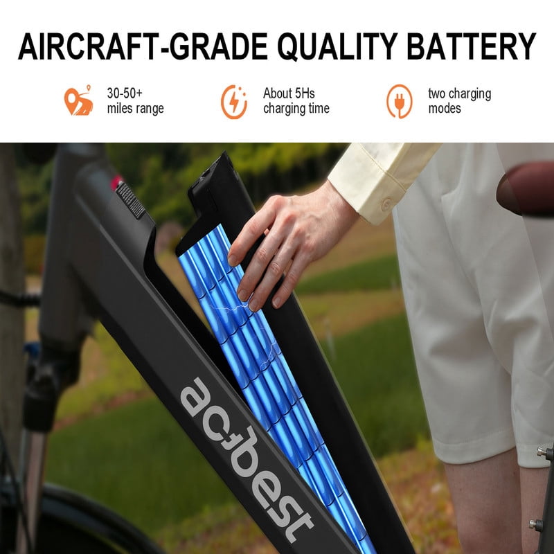 Actbest Electric Bike for Adults, 26" Step-Thru Electric Bicycle with 36V 13Ah Battery, 750W Peak Motor Electric Cruiser Bike with 20MPH, 7 Gears & Front Suspension (Black) with Saddlebag