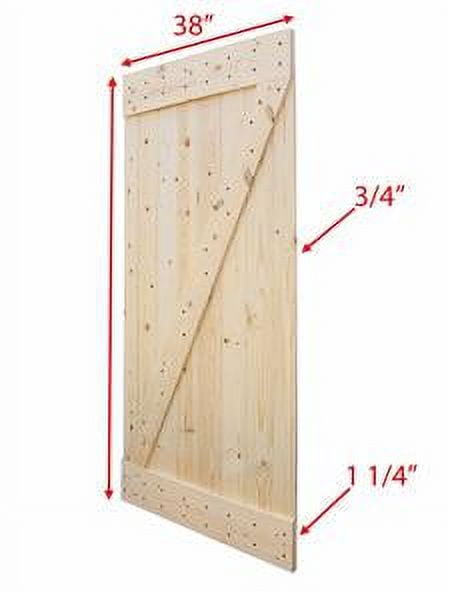 Distressed Z 38 in. x 84 in. Unfinished Solid Knotty Pine Wood Interior Sliding Barn Door with Hardware Kit