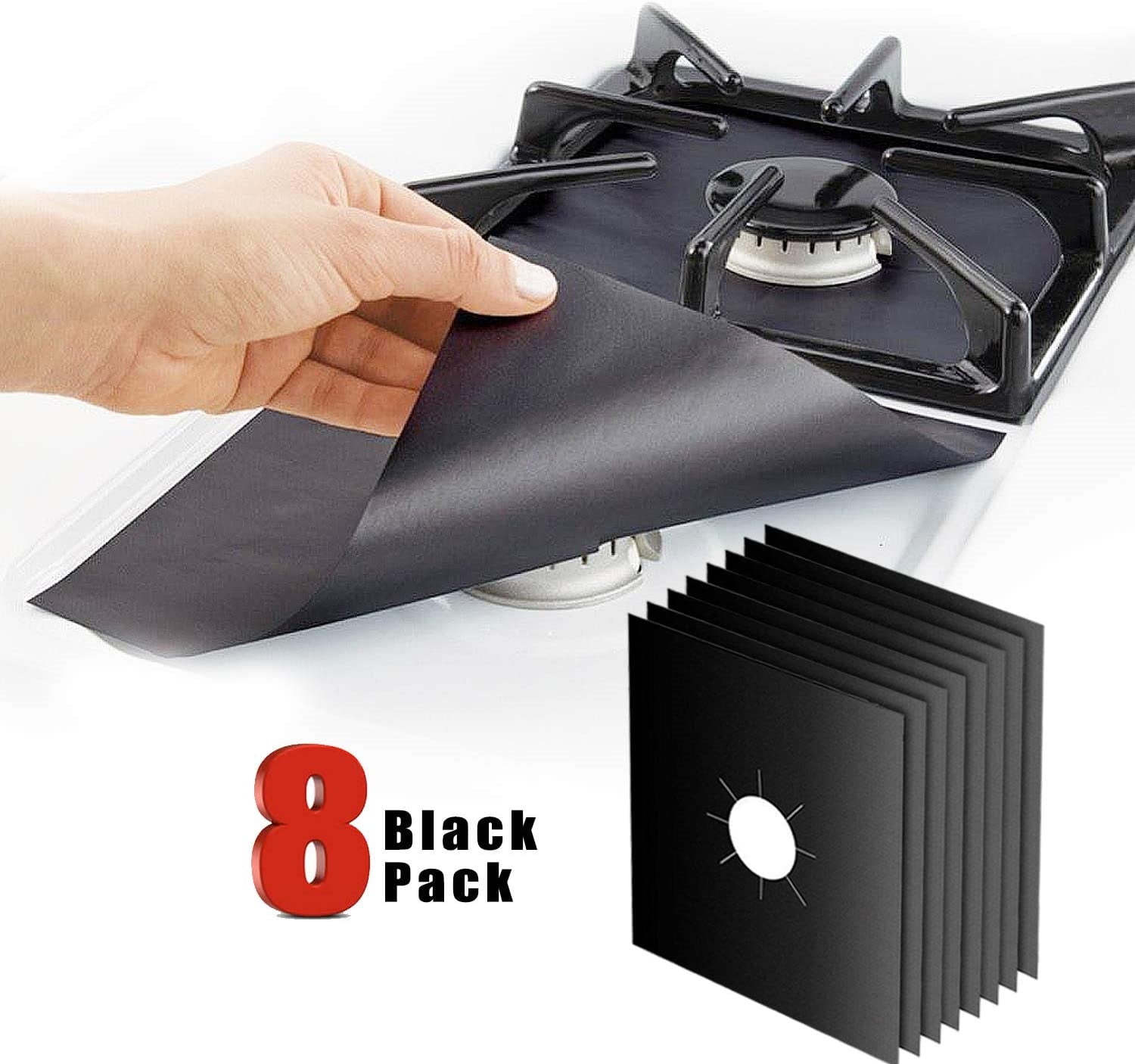 8PCS Reusable Gas Stove Burner Covers Stovetop Burner Liners Gas Range