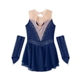 thumbnail image 6 of ranrann Ice Figure Skating Dress for Girls Rhinestone Mesh Chiffon Ballet Dance Leotard Dress Outfits Navy Blue 8, 6 of 7