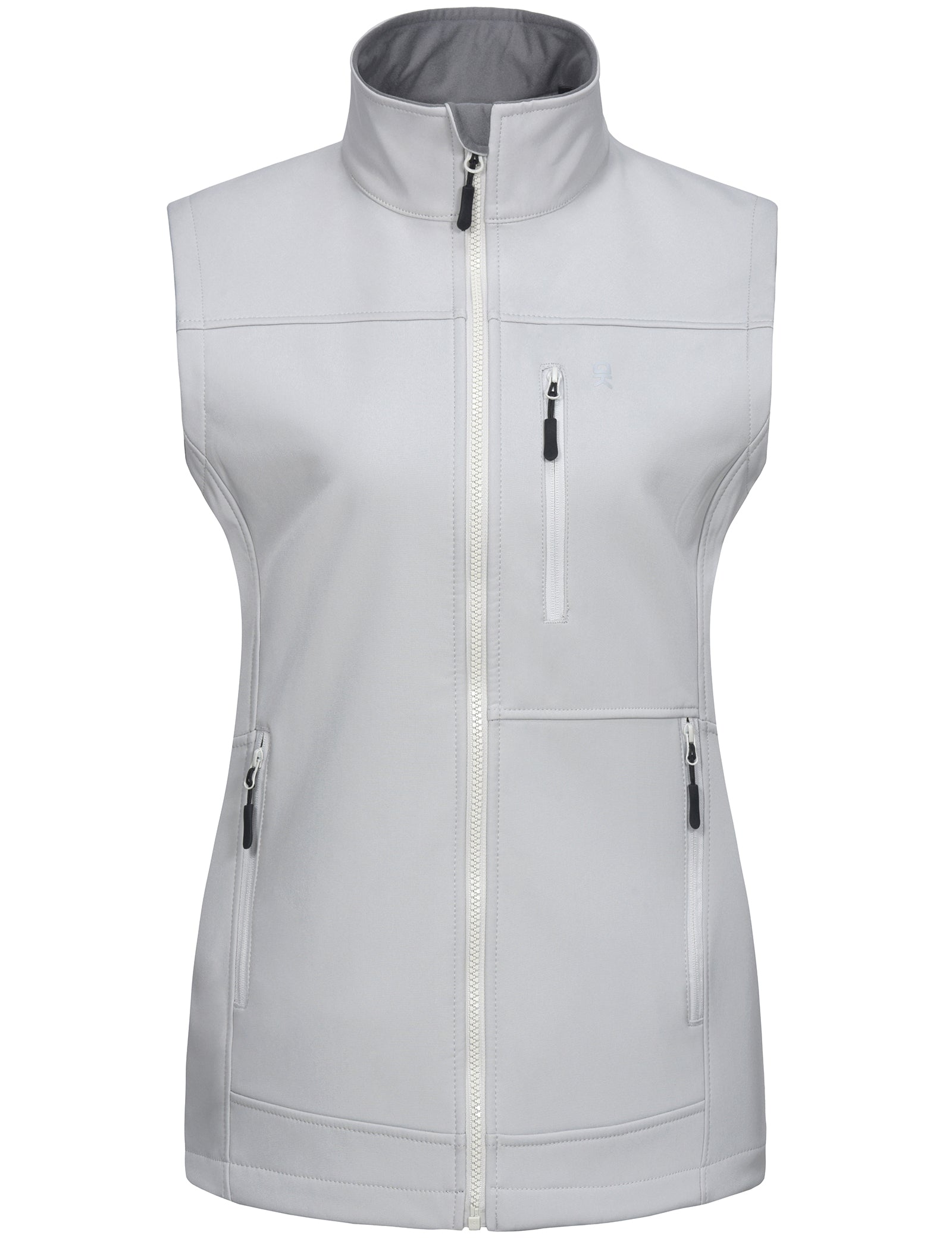 Little Donkey Andy Lightweight Softshell Vest for Women Fleece Lined Outerwear Zip Up Sleeveless Casual Windbreaker Jacket for Golf Hiking Running Jogging Outdoor Travel, Light Grey, X-Large