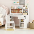 thumbnail image 4 of Gymax Kids Desk & Chair Set w/Chair Hutch 3-Layer Side Shelf Storage Cabinet, 4 of 10