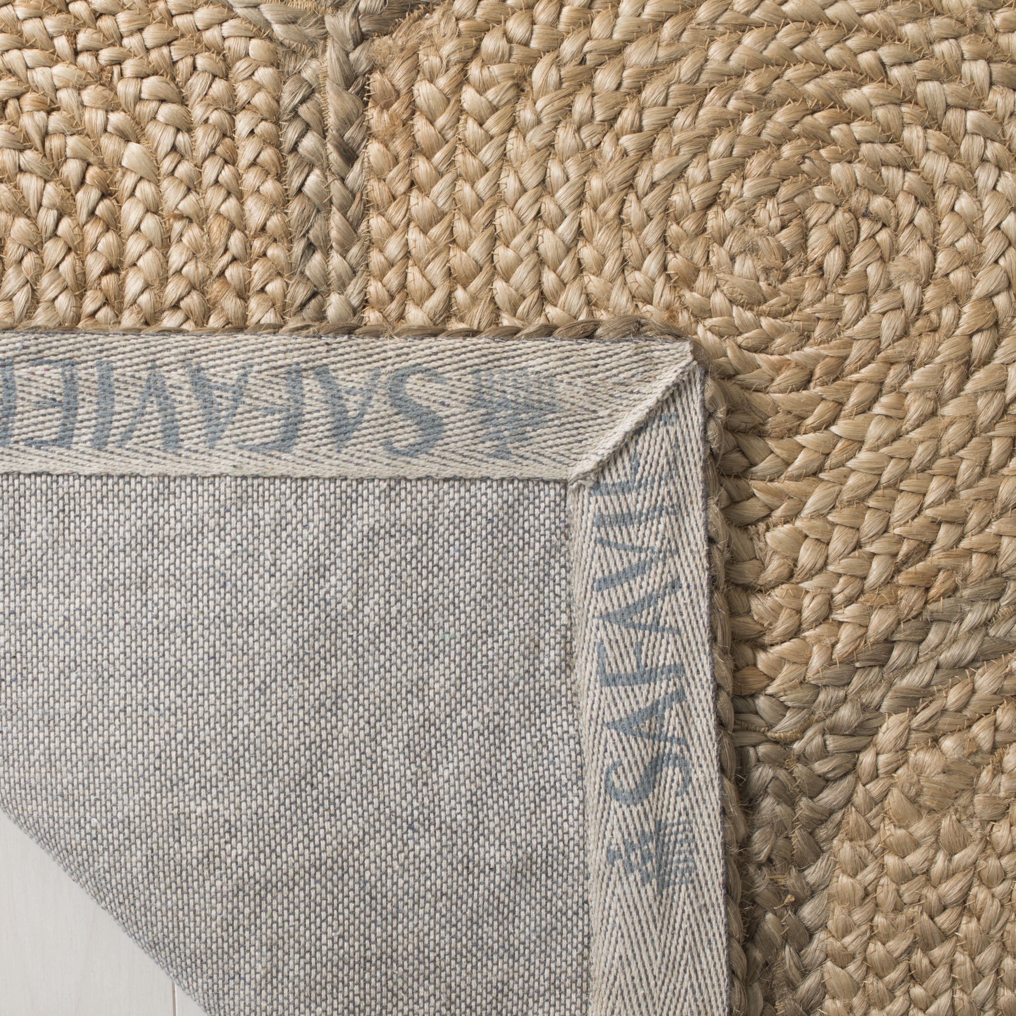 SAFAVIEH Natural Fiber Barrett Geometric Area Rug, Natural/Grey, 4' x 4' Square