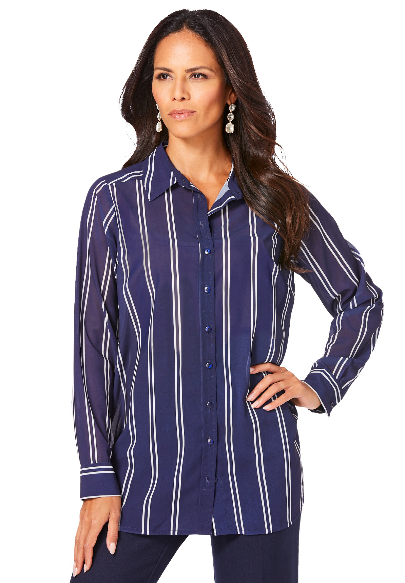 Navy Double Stripe White 