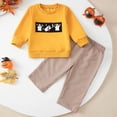 thumbnail image 2 of TOWED22 Toddler Baby Boy Girl Halloween Outfit Pumpkin Sweatshirts Pants Infant Kids Halloween Fall Winter Clothes,Yellow,12-18 M, 2 of 9
