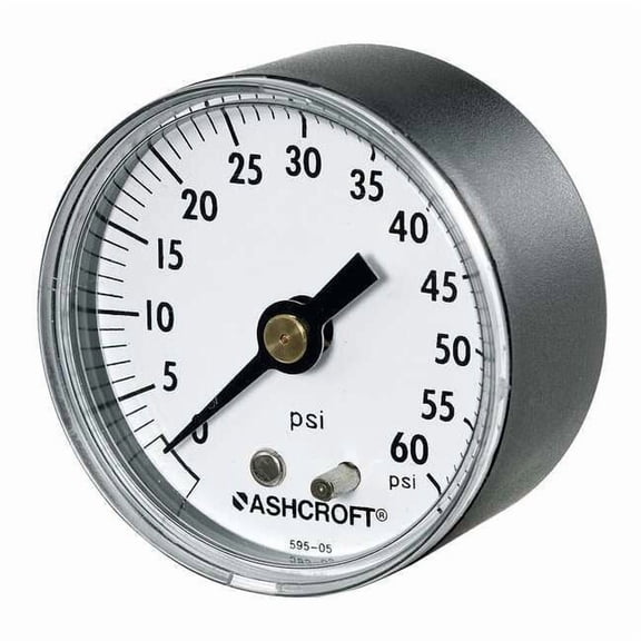 Ashcroft Gauge,Pressure,0 to 600 psi,Back,2 in. 20W1005PH02B600#