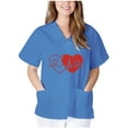 thumbnail image 2 of Hauts d'Été pour Femmes 2023 Hauts à Manches Courtes Col en V Uniforme de Travail Infirmier T-shirts, 2 of 6