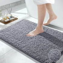 Furrygo Gray Chenille Bathroom Rugs, Thick Soft Absorbent Bath Rugs, Machine Washable Bath Mats for Bathroom Floor, Tub and Shower
