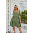 thumbnail image 2 of Anbech Women's Tiered Mini Dress V-Neck A-Line Ruffle Dress Pleated Flowy 2025 Dresses, 2 of 6