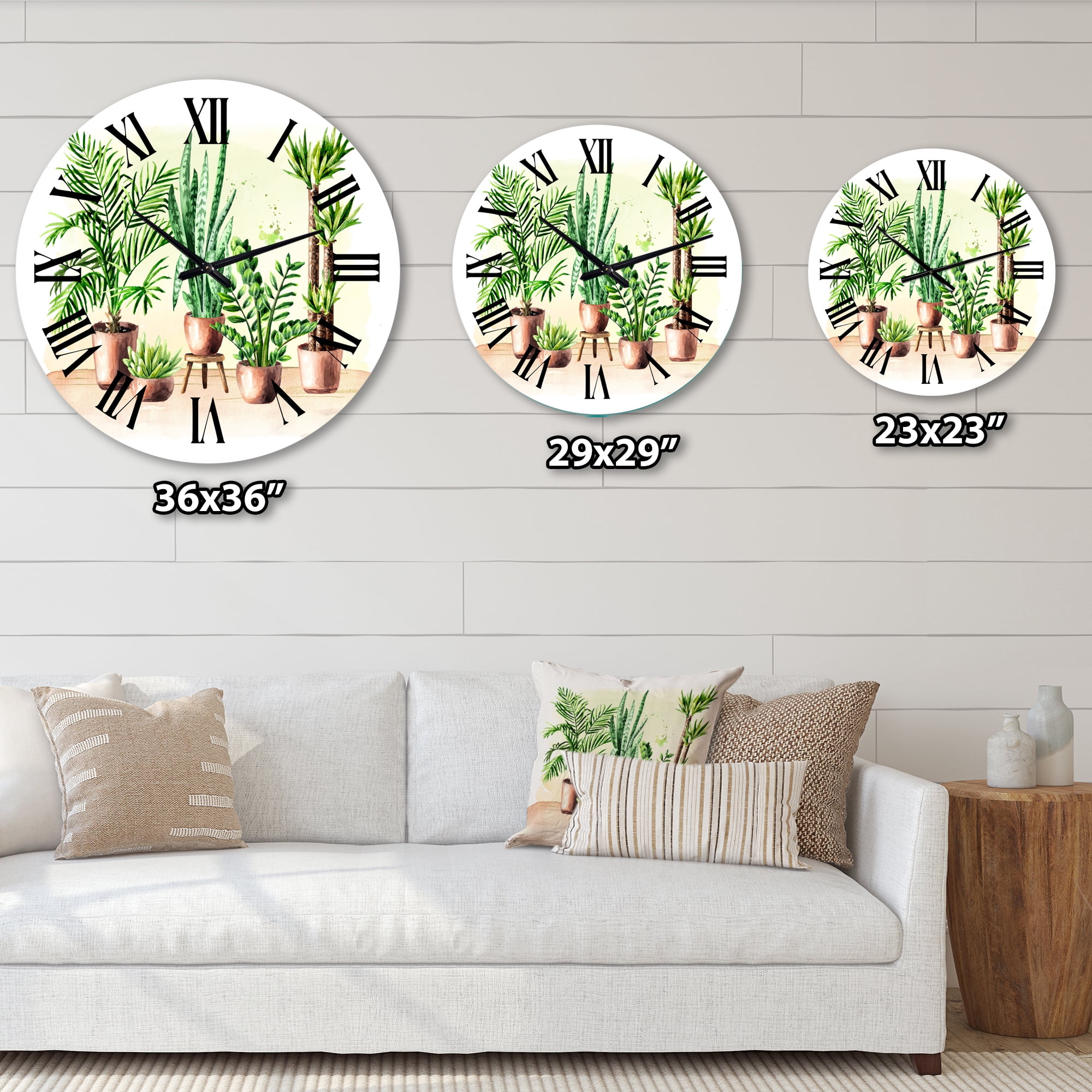 Designart 'Indoor Green Home House Plants I' Traditional Wall Clock