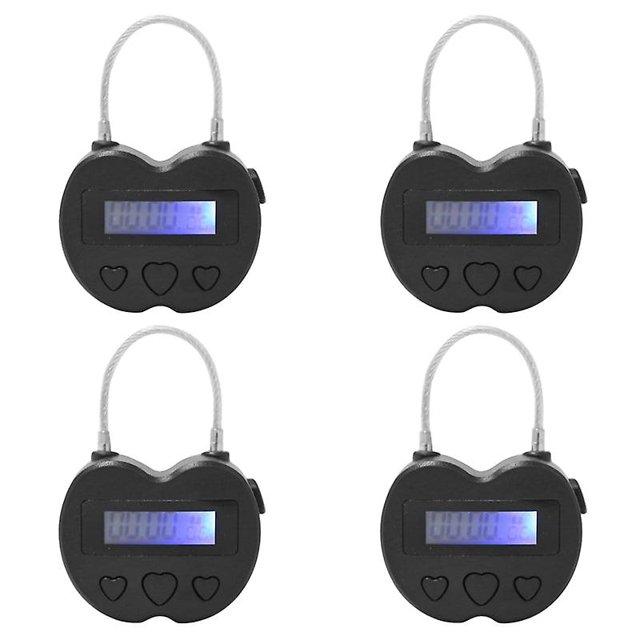 4X bloqueo de tiempo inteligente pantalla lcd bloqueo de tiempo temporizador electrónico de viaje multifunción, candado de temporizador temporal recargable usb Kuyhfg Bienvenido a Kuyhfg