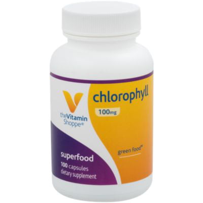 The Vitamin Shoppe Chlorophyll 100mg  Natural Food Supplement, Green Superfood That Supports The Immune System  Energy Production, 'Natural Deodorant' (100
