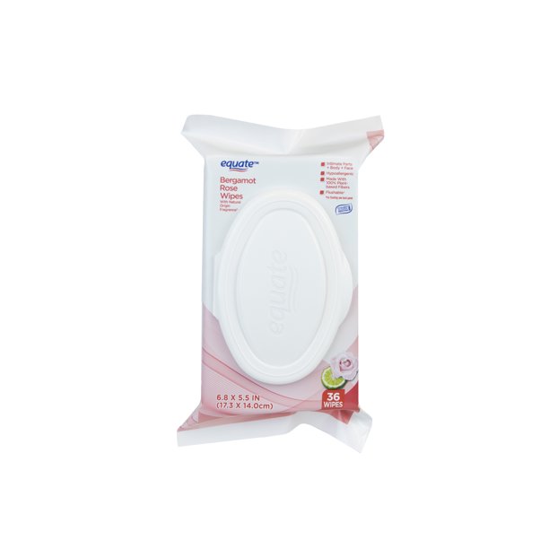 Equate Bergamot Rose Personal Wipes, 36 Total Wipes