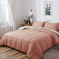 thumbnail image 2 of DOMDEC Goose Down Alternative Comforter Set - 2 Piece Set - All Seasons - Twin/Twin XL, Rose Pink and Beige, 2 of 3