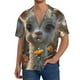 thumbnail image 1 of Balery Adorable Llama In Flowers Camisa Casual de Manga Corta con Botones para Hombre, Texturizada, Estilo Cubano, para Playa, Verano-Large, 1 of 5