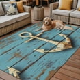 thumbnail image 2 of Fsddascl Beige Anchor Outdoor Rug for Patio/Deck/Porch, Non-Slip Large Area Rug 4 x 6 Ft, Nautical Vintage Blue Wooden Modern Indoor Outdoor Rugs Washable Area Rugs, Reversible Camping Rug Carpet, 2 of 5