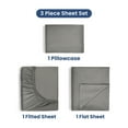 thumbnail image 2 of Soft Lightweight 400TC 100% Cotton Sateen Bed Sheet Set – 3-Piece Twin XL – Gray, 2 of 8