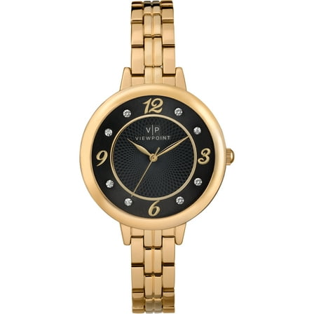 Women's 33mm Black Dial Watch, Gold-Tone Bracelet