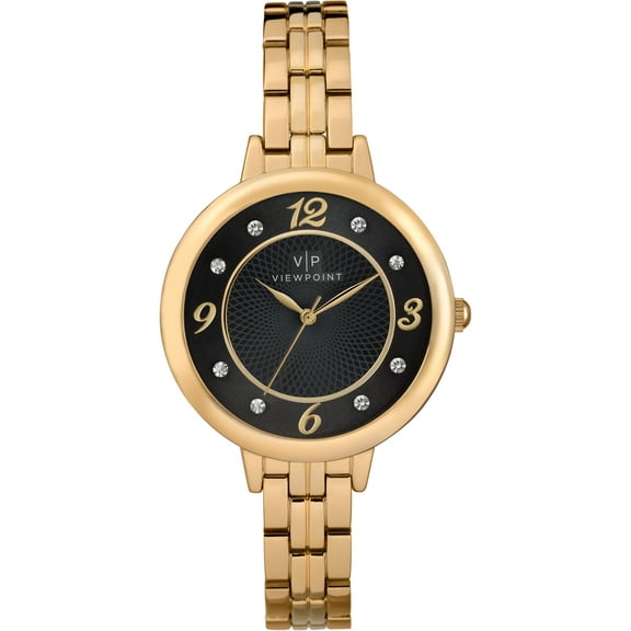 Women's 33mm Black Dial Watch, Gold-Tone Bracelet