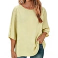 thumbnail image 1 of RXMEKW Linen Batwing Sleeve Loose Top for Women Round Neck Backless Style Solid Color, 1 of 8